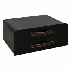 Black Metal File Holder With Leather Strap