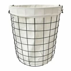 Black Metal Laundry Hamper With Handles, Large