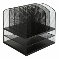Black Metal Mesh File Rack Tray