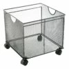 Black Metal Mesh File With Wheels