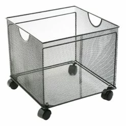 Black Metal Mesh File With Wheels