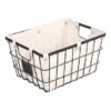 Black Metal Wire Storage Basket With Liner
