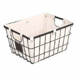 Black Metal Wire Storage Basket With Liner