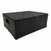 Black Paper Rope Rectangle Storage Basket With Lid, Medium