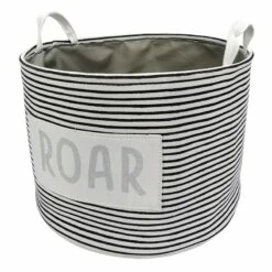 Black Roar Striped Round Storage Bin, Small