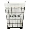 Black Square Metal Grid Laundry Hamper With Liner, Large