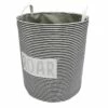 Black Striped Round Laundry Hamper, Large