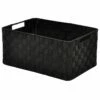 Black Weave Round Corner Storage Basket, Medium