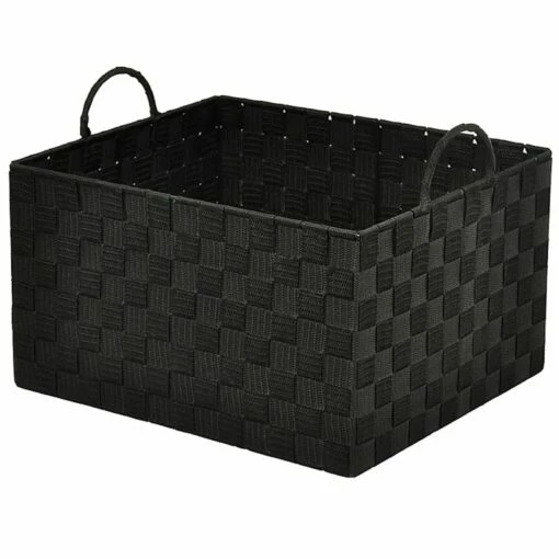 Black Weave Storage Basket With Handles, Black -comprehensive Shop black weave storage basket with handles black