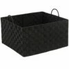 Black Weave Storage Basket With Handles, Extra Large