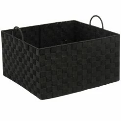 Black Weave Storage Basket With Handles, Extra Large