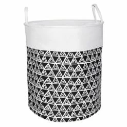 Black & White Triangle Print Laundry Hamper, Large