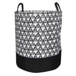 Black & White Triangle Print Laundry Hamper, Medium