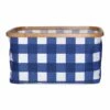 Blue Check Fabric Rectangle Basket, Small