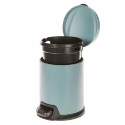 Blue Stainless Steel Round Pedal Bin, 5l -comprehensive Shop blue stainless steel round pedal bin 5l 2