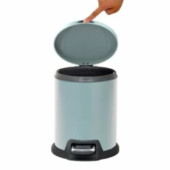 Blue Stainless Steel Round Pedal Bin, 5l -comprehensive Shop blue stainless steel round pedal bin 5l 3