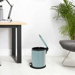 Blue Stainless Steel Round Pedal Bin, 5l -comprehensive Shop blue stainless steel round pedal bin 5l 4