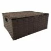 Brown Paper Rope Rectangle Basket With Lid, Medium