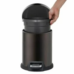 Brown Stainless Steel Round Pedal Bin, 5l -comprehensive Shop brown stainless steel round pedal bin 5l 2