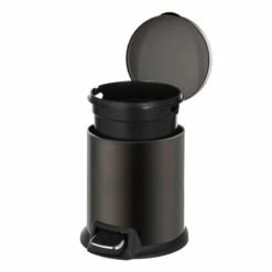 Brown Stainless Steel Round Pedal Bin, 5l -comprehensive Shop brown stainless steel round pedal bin 5l 4