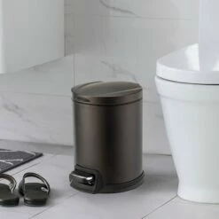 Brown Stainless Steel Round Pedal Bin, 5l -comprehensive Shop brown stainless steel round pedal bin 5l 6