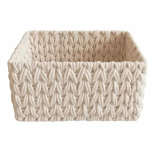 Chunky White Rectangle Fabric Storage Basket, Small -comprehensive Shop chunky white rectangle fabric storage basket small