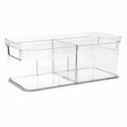 Clear Storage Bin With Divider, Small