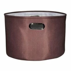Cocoa Round Fabric Storage Basket, Large