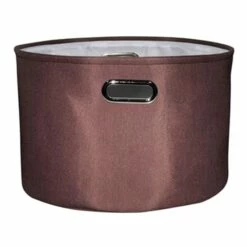 Cocoa Round Fabric Storage Basket, Small