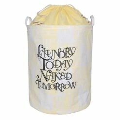 Collapsible Laundry Hamper With Drawstring Liner, Yellow