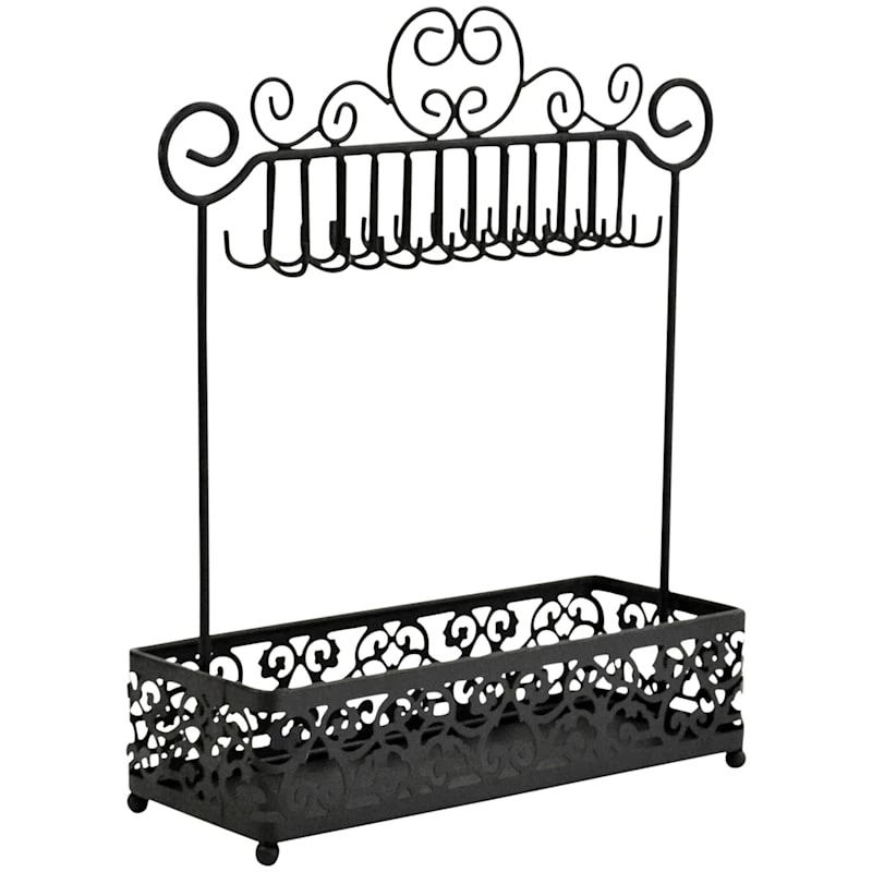 Damask Matte Black Wire Jewelry Stand 1 Damask Matte Black Wire Jewelry Stand