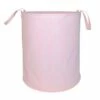 Damask Printed Round Canvas Laundry Hamper, Pink