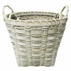 Dark Grey Round Chip Wood Basket, Medium