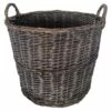 Dark Grey Split Willow Round Basket, Small