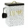Doreen White & Black Metal Laundry Canister, Medium
