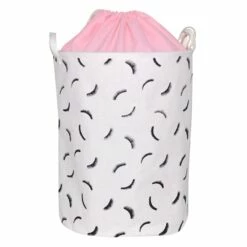 Eyelash Collapsible Laundry Hamper With Drawstring Liner, Pink