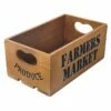 Farmers Market Wooden Crate With Cutout Handles, Medium