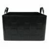 Faux Leather Rectangle Black Woven Basket Large