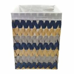 Flat Weave Water Hyacinth Laundry Hamper, Small