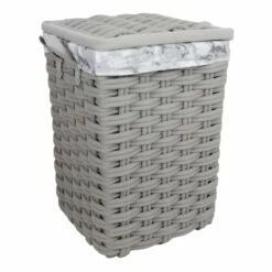 Floor Standing Hamper With Printed Marble Designed Liner, Large