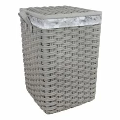 Floor Standing Laundry Hamper With Printed Marble Designed Liner, Extra Large