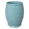 Found & Fable Blue Fan Ceramic Wastebasket, 10"