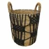 Found & Fable Round Abaca With Black Macrame Storage Basket, Medium