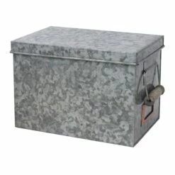 Galvanized Bin With Wood Handle, Small