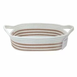 Glam Tan Striped Rectangle Storage Bin, Small