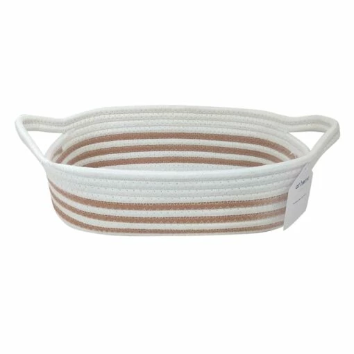 Glam Tan Striped Rectangle Storage Bin, Small -comprehensive Shop glam tan striped rectangle storage bin small