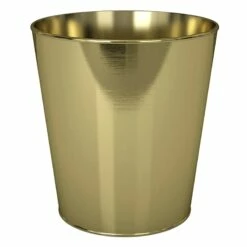 Glass Metal Waste Basket Gold