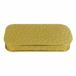 Gold Hammered Metal Pencil Box, 7"