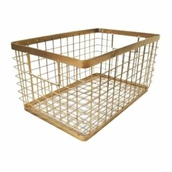 Gold Metal Rectangle Stacking Basket L