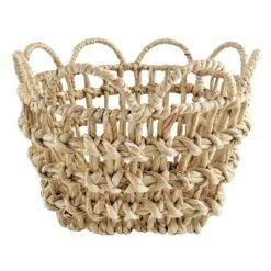 Grace Mitchell Braided Water Hyacinth Basket With Scalloped Edge, Small